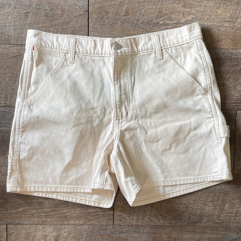 Sun-deh Aritzia Ivory High Waisted Denim Jean Shorts 100% Cotton